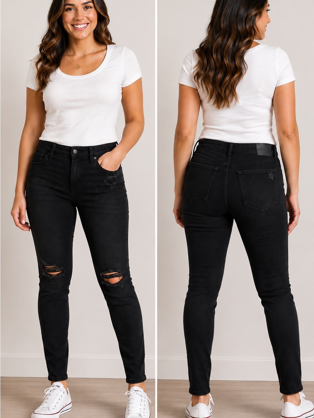 American Eagle Skinny Jeans Size 4 Black Next Level Stretch Ripped Skinny Jeans